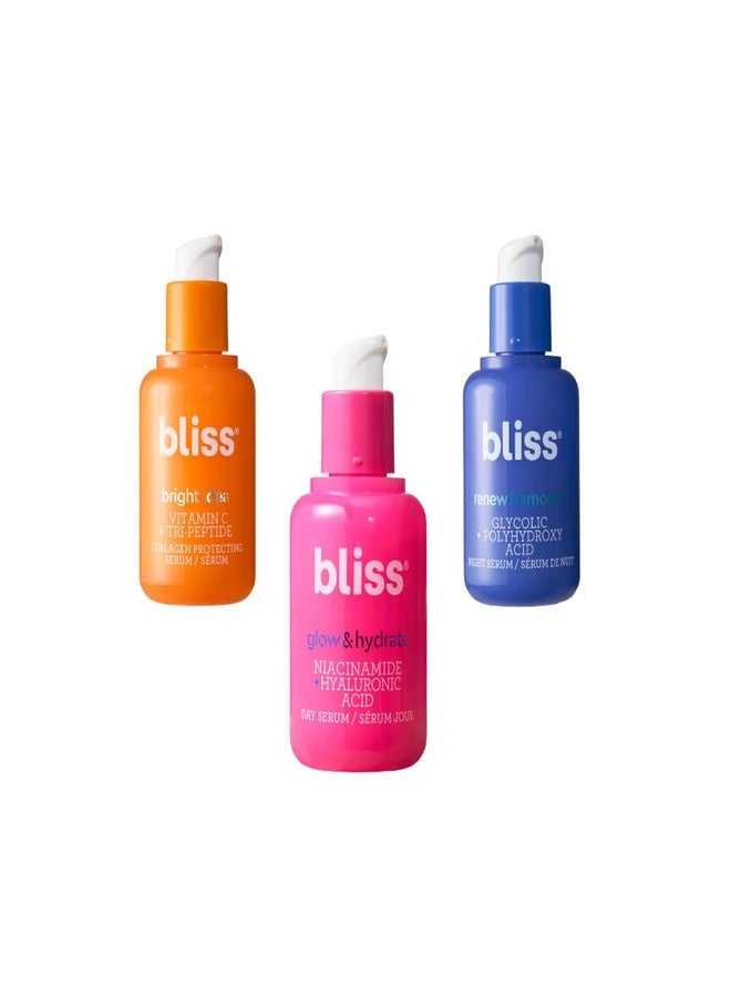 Bliss Vitamin C Face Serum + Glow & Hydrate Hyaluronic Acid Peptides + Niacinamide Antioxidant Brightening Dark Spot - Anti-Aging - Renew Night Acne Glycolic Uneven Tone - Image 1
